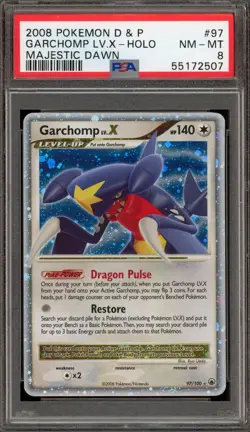 Pokemon Garchomp LV.X Majestic Dawn Holo Ultra Rare #97 PSA 8 - Image 1