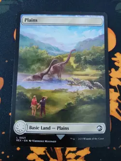 MTG - Plains - Jurassic World REX #21 - Double-sided -LP- Ships Fast - Image 1