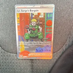 Pokemon Lt. Surge's Bargain Trainer Card Full Art Holo ME01 185/132 English - Image 1