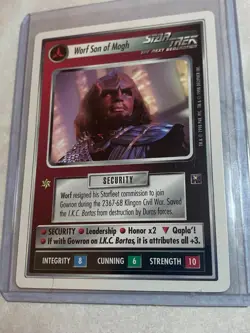 Star Trek CCG 1E Dominion WB WORF SONE OF MOGH Promo Card NEVER PLAYED - Image 1