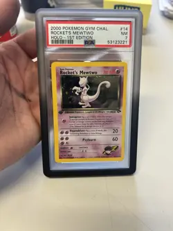 Pokemon TCG Rockets Mewtwo Gym Challenge Holo Card 14/132 PSA NM 7 With Swirl. - Image 1