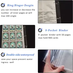 Card Binder for Pokemon Cards 9 Pocket 900 Cards with 50 Sleeves Display Case - Image 3
