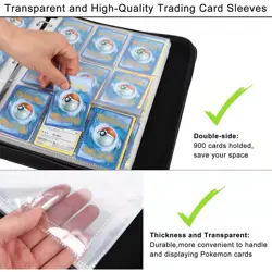 900 Capacity Trading Card Binder, 9-Pocket Water-Resistant Zip Album for Pokemon - Image 3