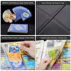 900 Capacity Trading Card Binder, 9-Pocket Water-Resistant Zip Album for Pokemon - Image 5