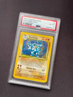 1999 Pokemon Base Set MACHAMP 1st Edition HOLO RARE 8/102 PSA 6 EX-MT - Image 1