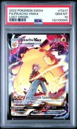 Pokemon Pikachu VMAX TG17/TG30 Full Art Ultra Rare Holo Lost Origin PSA 10 - Image 1