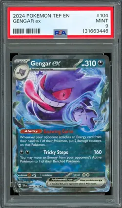 2024 Pokemon Temporal Forces 104/162 GENGAR EX Holo English PSA 9 MINT - Image 1