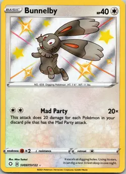 Pokemon Bunnelby Shiny Holo Rare Shining Fates: Shiny Vault SV097/SV122 NM - Image 1