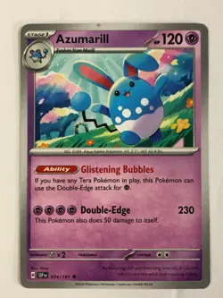 Pokemon TCG Surging Sparks Printer Hickey Error Azumarill 074/191 Near Mint - Image 1