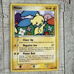 Minun ⭐ 4/17 Holo Rare POP Series 3 2006 Pokemon HP Wear on the Back and Edges - Image 2