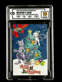 2024 Pokemon CG 10 Pristine Mew Mewtwo Christmas Data TCG XMAS Holiday CGC PSA - Image 1