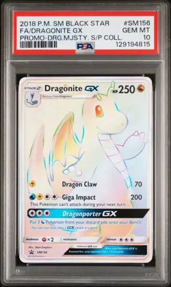 2018 POKEMON SM BLACK STAR PROMO #SM156 FULL ART/DRAGONITE GX PSA 10 - Image 1