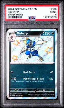 2024 Pokemon Paldean Fates Bisharp SHINY RARE #186/091 HOLO ENGLISH PSA 9 MINT - Image 1