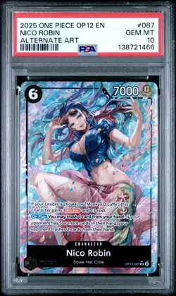 2025 ONE PIECE OP12 087 LEGACY OF THE MASTER NICO ROBIN ALT ART PSA 10 GEM MINT - Image 1