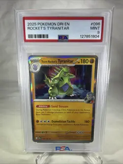 2025 POKEMON DRI EN-DESTINED RIVALS #096 TEAM ROCKET'S TYRANITAR PSA 9 - Image 1