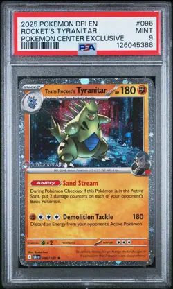 2025 POKEMON DRI EN-DESTINED RIVALS #096 TEAM ROCKET'S TYRANITAR PSA 9 - Image 1