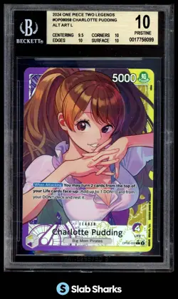 2024 ONE PIECE TWO LEGENDS #OP08-058 CHARLOTTE PUDDING ALT ART LEADER BGS 10 - Image 1