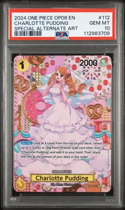 2024 One Piece #112 Charlotte Pudding SP PSA 10 Special Art Rare OP03-112 OP08 - Image 1