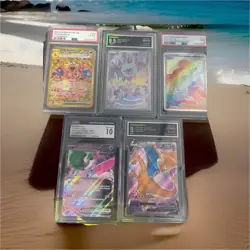 Pokemon Graded Card Lot - 5 Cards Charizard, Iron Valiant, Woogart, Caldin - Image 1