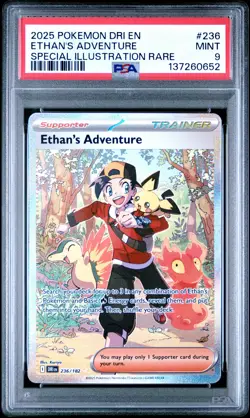 2025 POKEMON DRI EN-DESTINED RIVALS #236 ETHAN'S ADVENTURE PSA 9 - Image 1