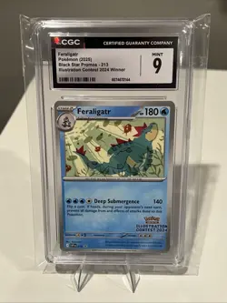2025 Pokemon Feraligatr Black Star Promo 2024 Illustration Winner CGC 9 - Image 1