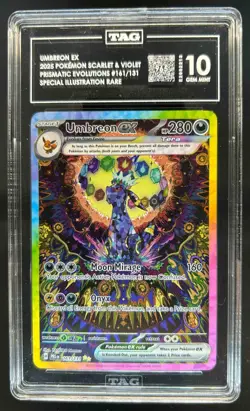 2025 Pokemon SV Prismatic Evolutions - PRE EN Umbreon ex #161/131 TAG 10 - Image 1