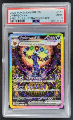 2025 Pokemon Prismatic Evolutions Umbreon ex 161/131 PSA 9 Illustration Rare SW2 - Image 1
