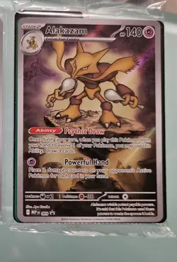 2025 Pokemon Mega Evolution Black Star Promo Full Art Holo Alakazam 009 - SEALED - Image 1