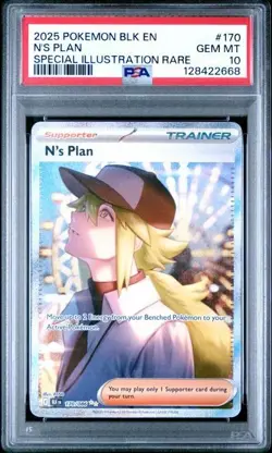 2025 POKEMON BLK EN-BLACK BOLT #170 N'S PLAN SPECIAL ILLUSTRATION RARE PSA 10 - Image 1