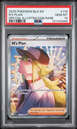 2025 POKEMON BLK EN BLACK BOLT SPECIAL ILLUSTRATION RARE #170 N'S PLAN PSA 10 - Image 1