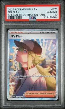 2025 POKEMON BLK EN-BLACK BOLT #170 N'S PLAN SPECIAL ILLUSTRATION RARE PSA 10 - Image 1