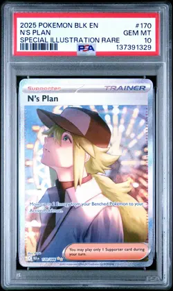 2025 POKEMON BLK EN-BLACK BOLT SPECIAL ILLUSTRATION RARE #170 N'S PLAN PSA 10 - Image 1