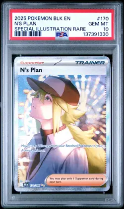 2025 POKEMON BLK EN-BLACK BOLT SPECIAL ILLUSTRATION RARE #170 N'S PLAN PSA 10 - Image 1