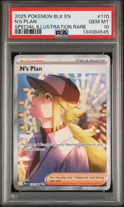 2025 POKEMON BLK EN-BLACK BOLT SPECIAL ILLUSTRATION RARE #170 N'S PLAN PSA 10 - Image 1