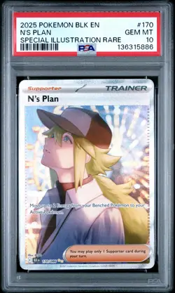 2025 POKEMON BLK EN-BLACK BOLT SPECIAL ILLUSTRATION RARE #170 N'S PLAN PSA 10 - Image 1