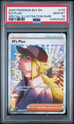 2025 POKEMON BLK EN-BLACK BOLT SPECIAL ILLUSTRATION RARE #170 N'S PLAN PSA 10 - Image 1