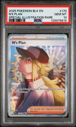 2025 POKEMON BLK EN-BLACK BOLT SPECIAL ILLUSTRATION RARE #170 N'S PLAN PSA 10 - Image 1