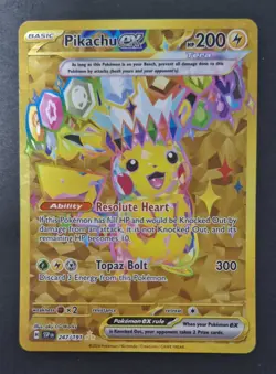 Pokemon TCG Surging Sparks Pikachu EX Card 247/191 - Gold Hyper Rare - Image 1