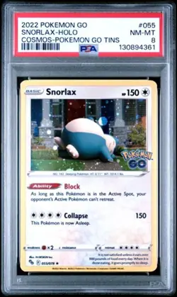 2022 POKEMON GO COSMOS HOLO SNORLAX #55 PSA 8 - Image 1
