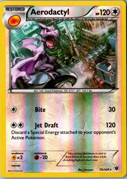 Aerodactyl Reverse Holo 76/124 Rare FCO XY - Fates Collide LP Pokemon Card - Image 1
