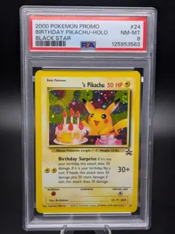 Birthday Pikachu PSA 8 #24 Black Star Promo 2000 Pokemon Holo WotC - Image 1