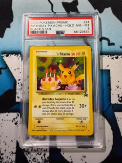 Pokemon - Happy Birthday Pikachu Black Star Promo 24 PSA 8 English Original Holo - Image 1