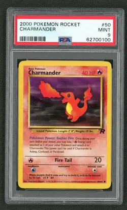 2000 POKEMON ROCKET 50 CHARMANDER PSA MINT 9 - Image 1