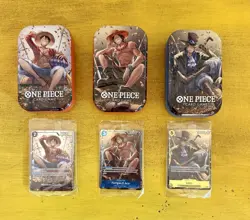 One Piece Tin Set Vol 2 Luffy P075 Sabo P073 Ace P074 Promos Sealed English - Image 1