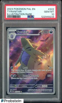 2023 Pokemon PAL EN Illustration Rare #222 Tyranitar PSA 10 GEM MINT - Image 1