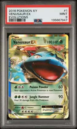 2016 Pokemon XY Evolutions Venusaur EX 1/108 PSA 9 Mint - Image 1