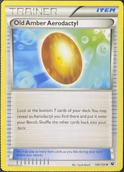 Old Amber Aerodactyl 106/124 Fates Collide Regular - Pokemon Card - Image 1