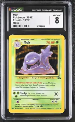 CGC 8 Muk 1999 Fossil 13/62 Holo Pokemon Card - Image 1