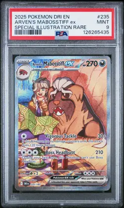 2025 POKEMON DRI EN-DESTINED RIVALS #235 ARVEN'S MABOSSTIFF EX PSA 9 - Image 1
