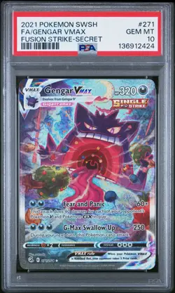 2021 POKEMON SWORD & SHIELD FUSION STRIKE SECRET FULL ART/GENGAR VMAX PSA 10 - Image 1
